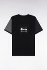 Black cotton T-shirt with contrasting short sleeves