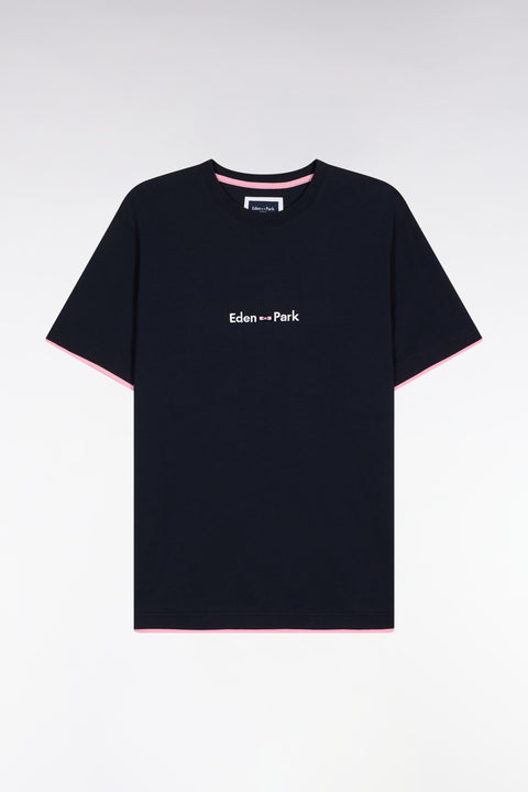 Eden Park embroidered short-sleeved T-shirt in navy cotton - Image 2