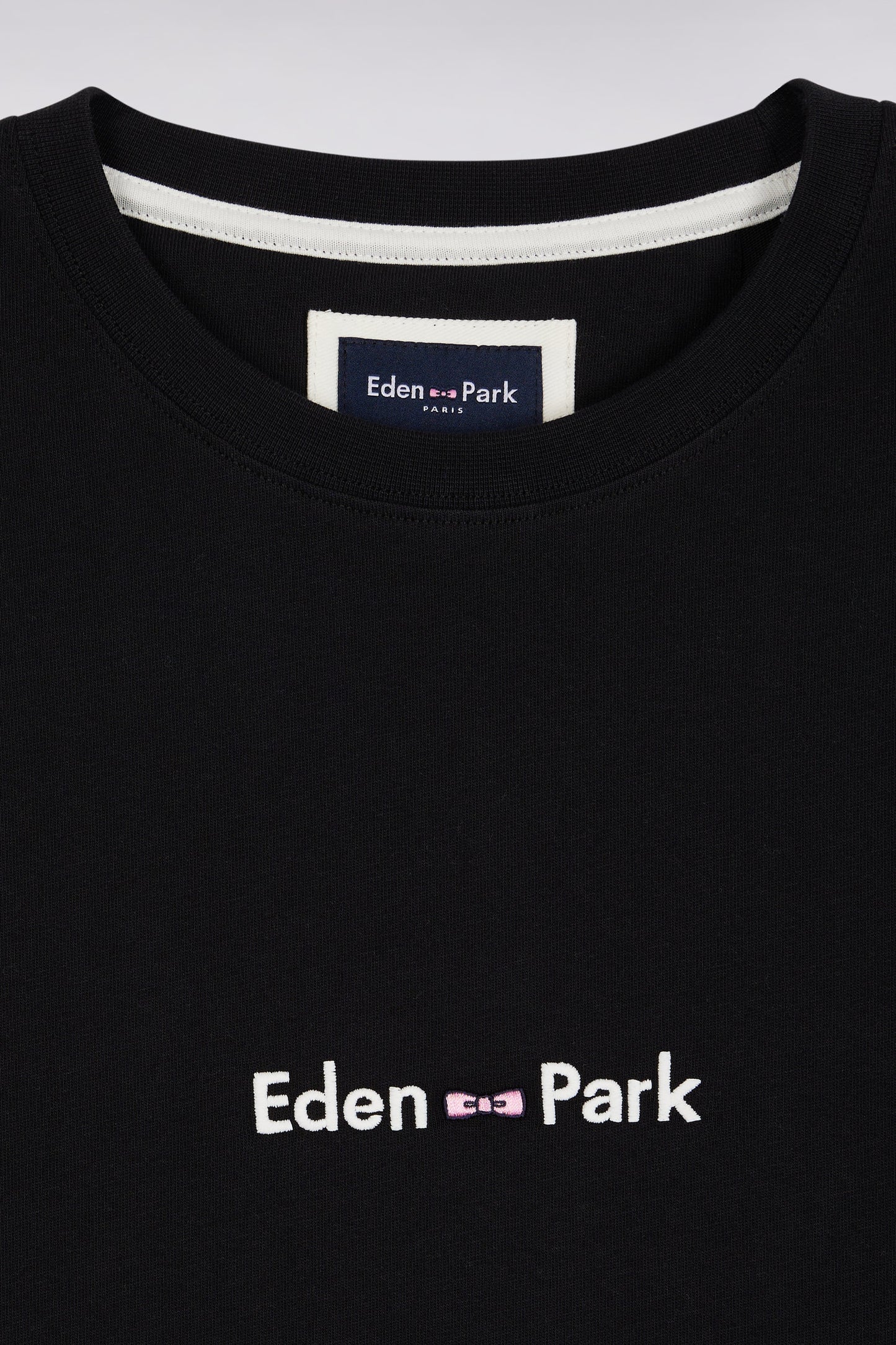 Eden Park embroidered short-sleeved T-shirt in black cotton
