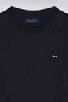Navy short-sleeved round-neck T-shirt