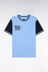 Two-tone short-sleeved T-shirt in sky cotton 10" embroidery