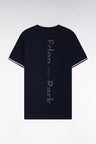 Relaxed fit round-neck T-shirt in navy cotton jersey