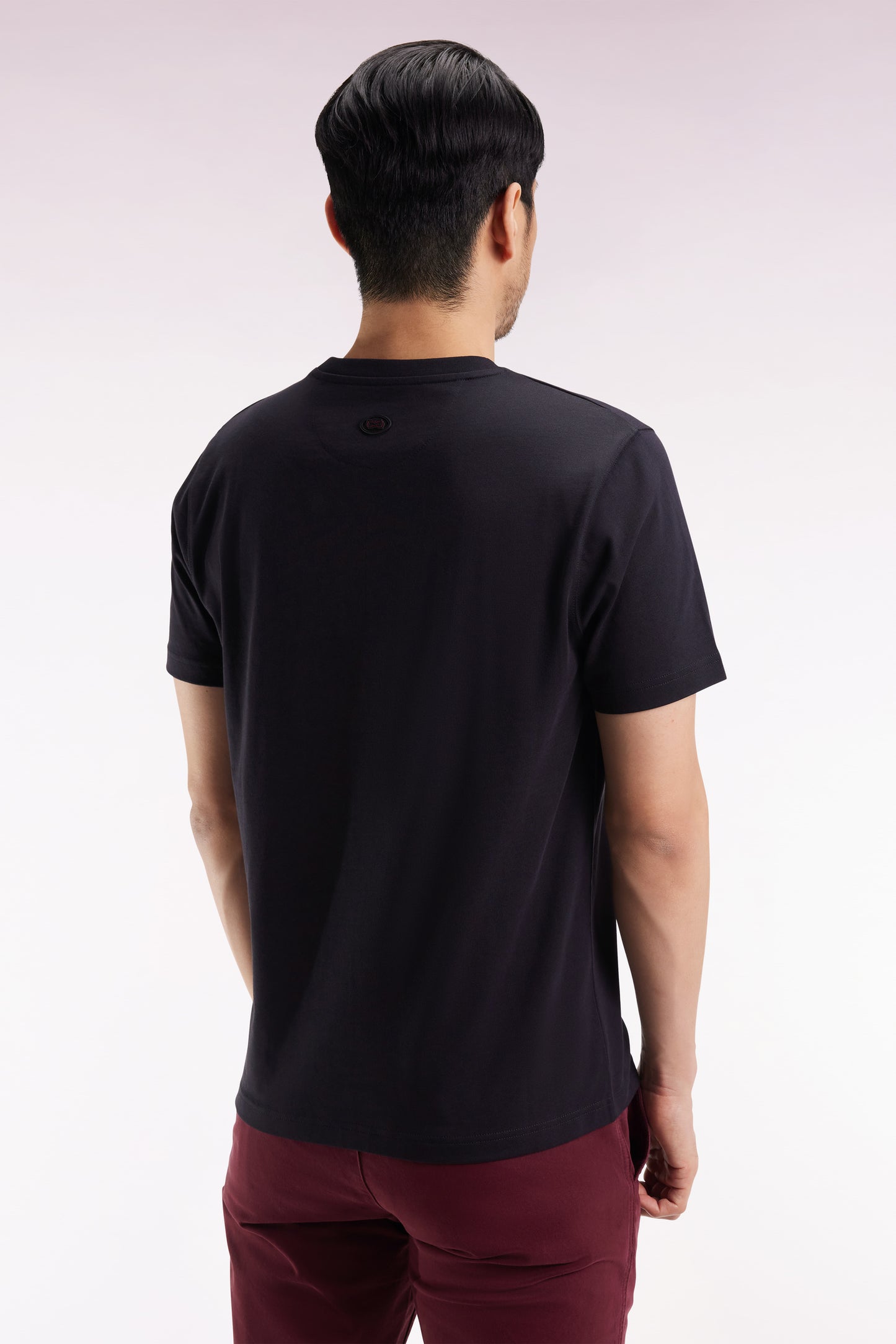 T-shirt à manches courtes en coton noir impression effet velours