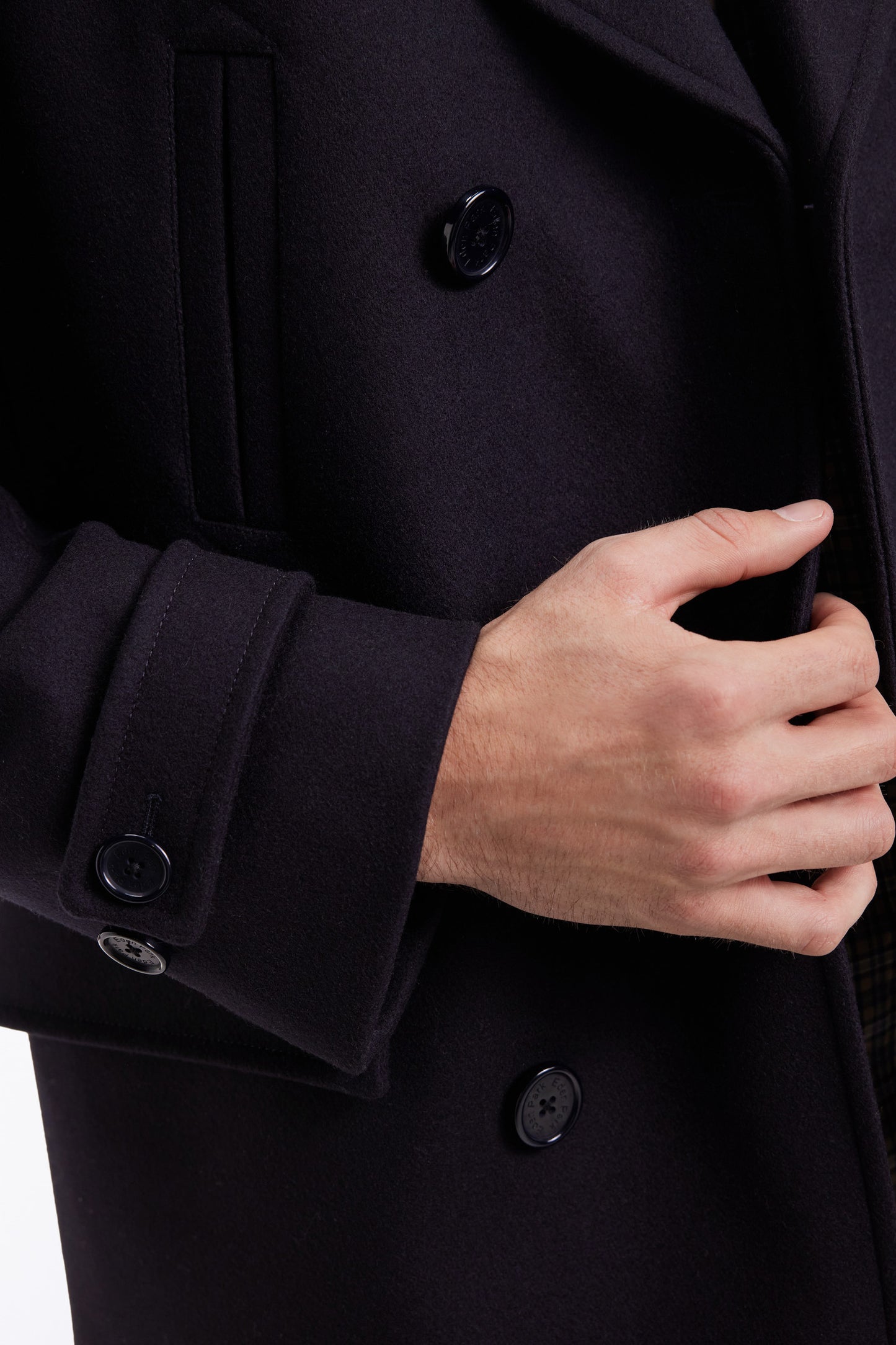 Navy wool-blend pea jacket