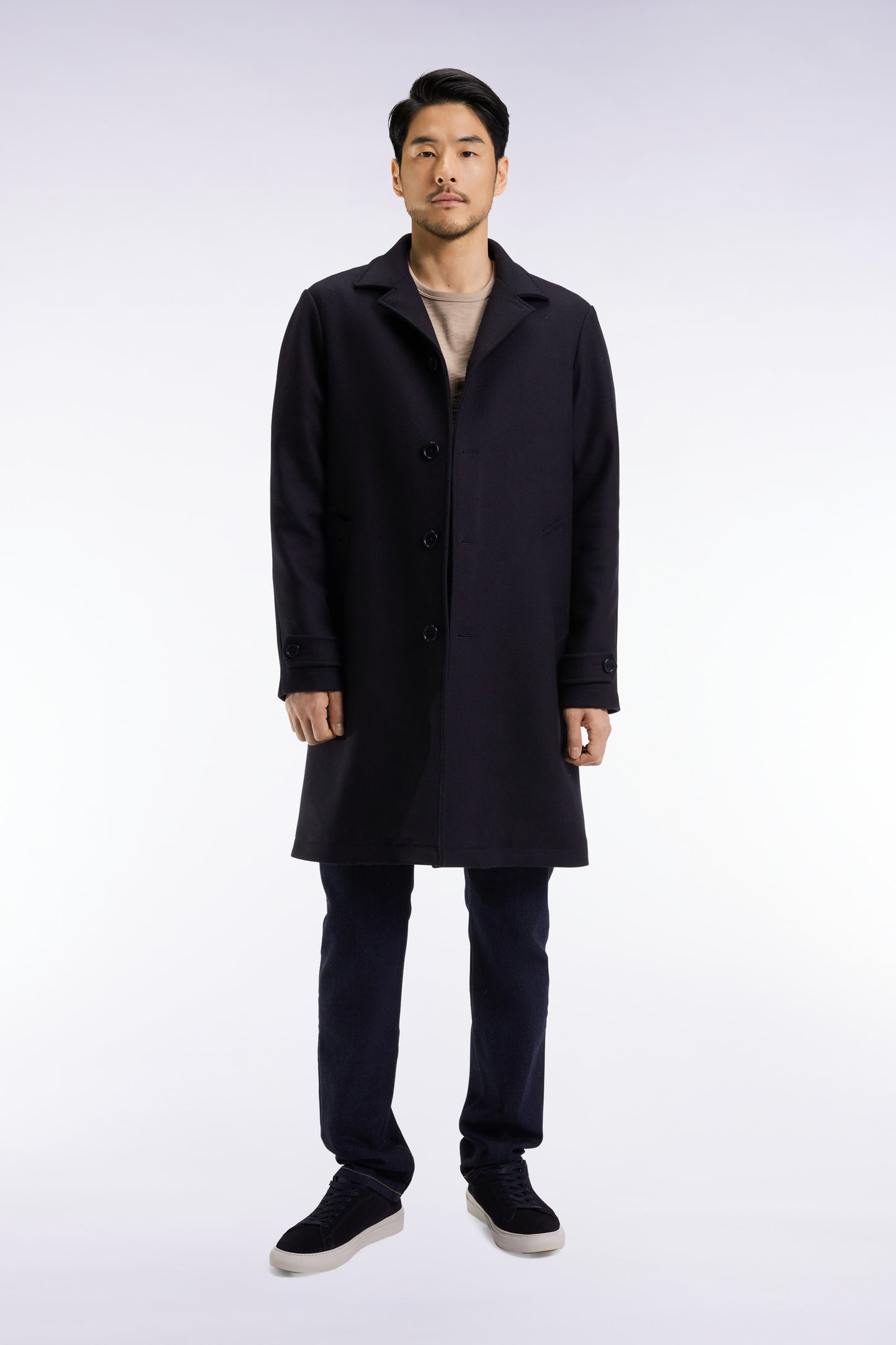 Navy wool-blend coat