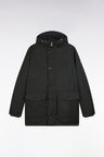 Short khaki nylon parka with patch pockets