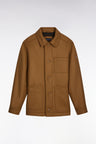 Camel wool twill overshirt with patch pockets