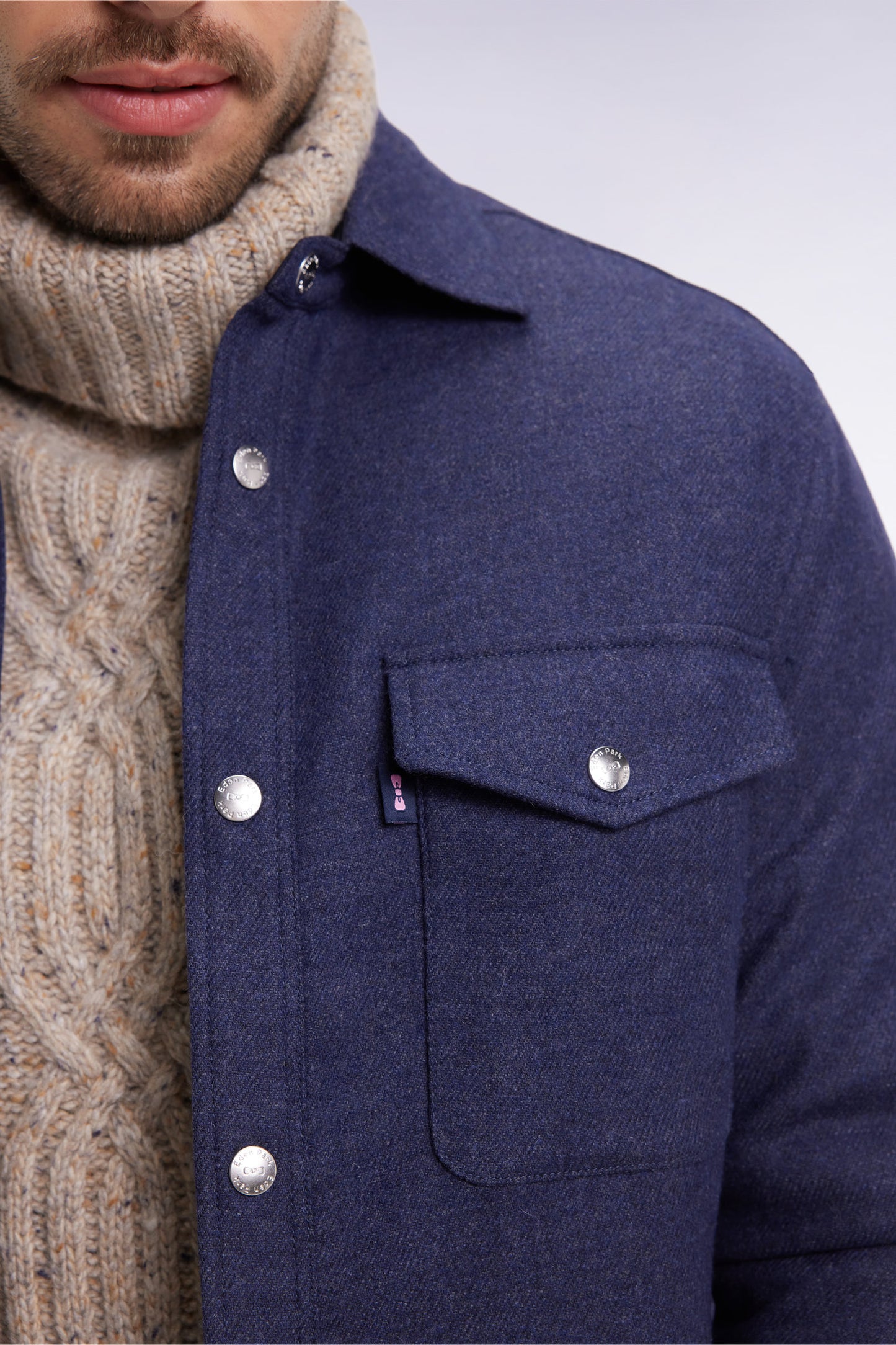 Blue wool and cashmere blend overshirt