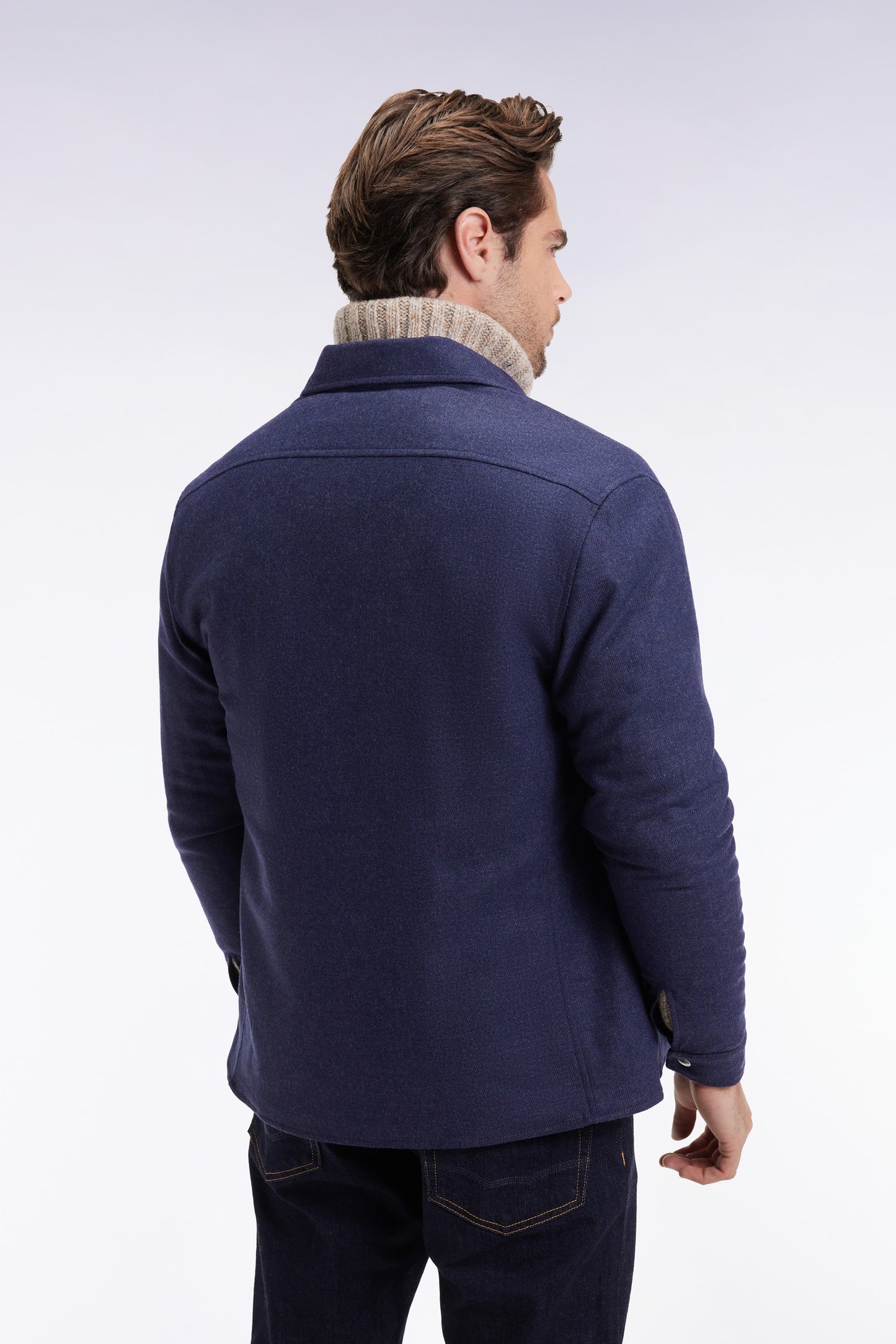Blue wool and cashmere blend overshirt