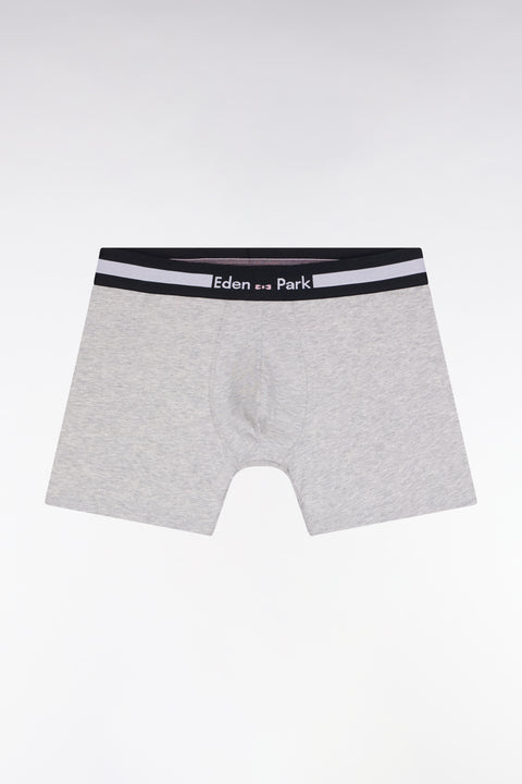 Grey cotton jersey boxer shorts with striped pattern - Image 1