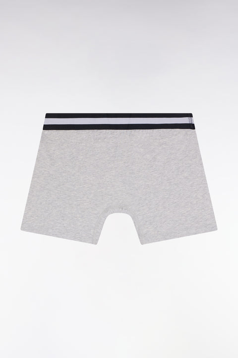 Grey cotton jersey boxer shorts with striped pattern - Image 2
