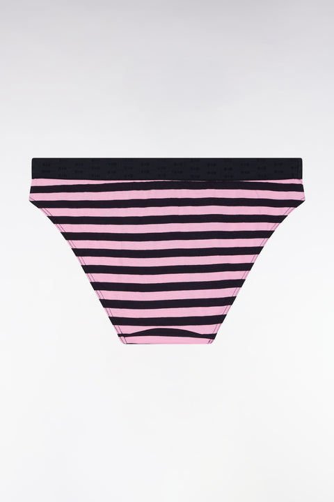 Navy and pink striped stretch jersey knickers - Image 2