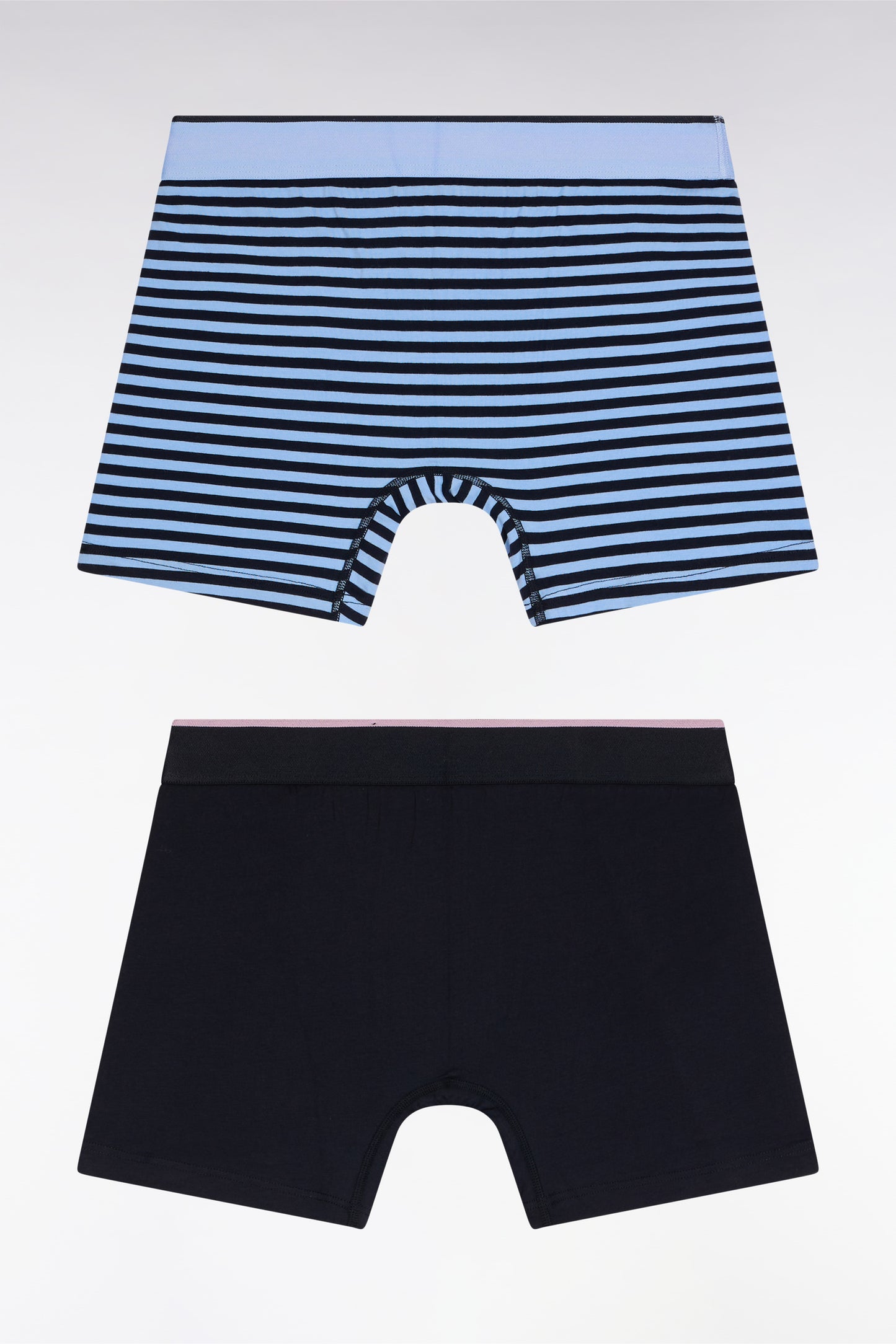 Set of two navy and sky stretch cotton jersey boxer shorts
