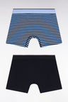 Set of two navy and sky stretch cotton jersey boxer shorts