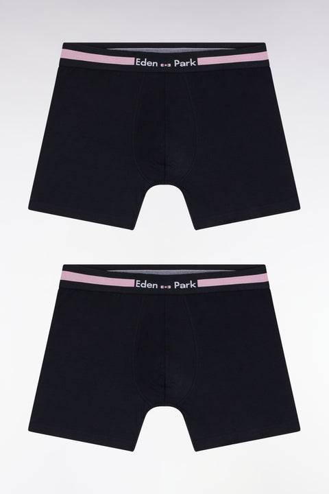 Set of two boxer shorts in navy stretch cotton jersey - Image 1