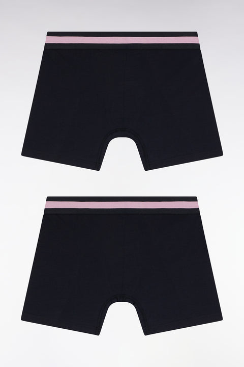 Set of two boxer shorts in navy stretch cotton jersey - Image 2