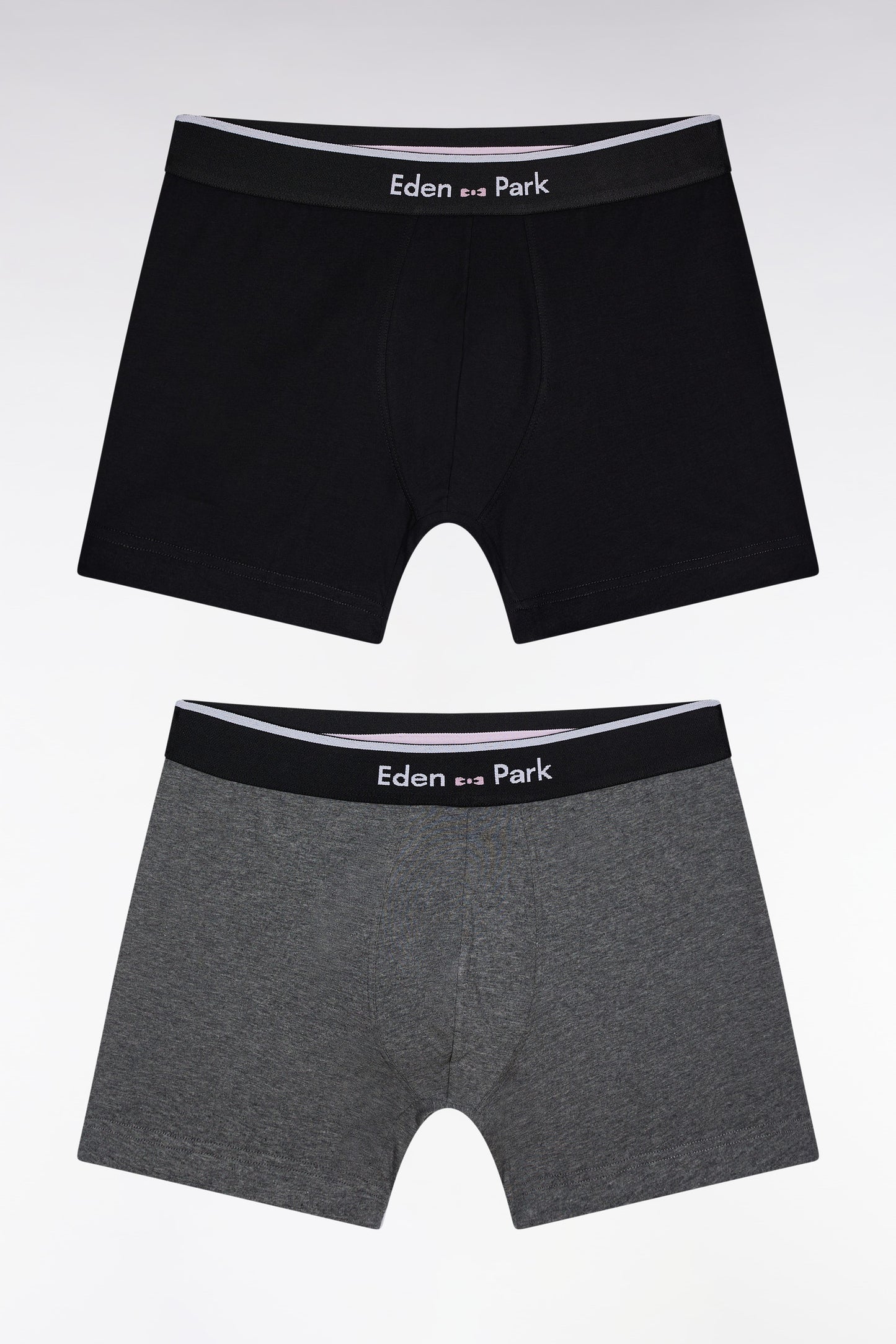 Set of two boxer shorts in black and grey stretch cotton jersey