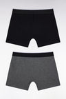 Set of two boxer shorts in black and grey stretch cotton jersey