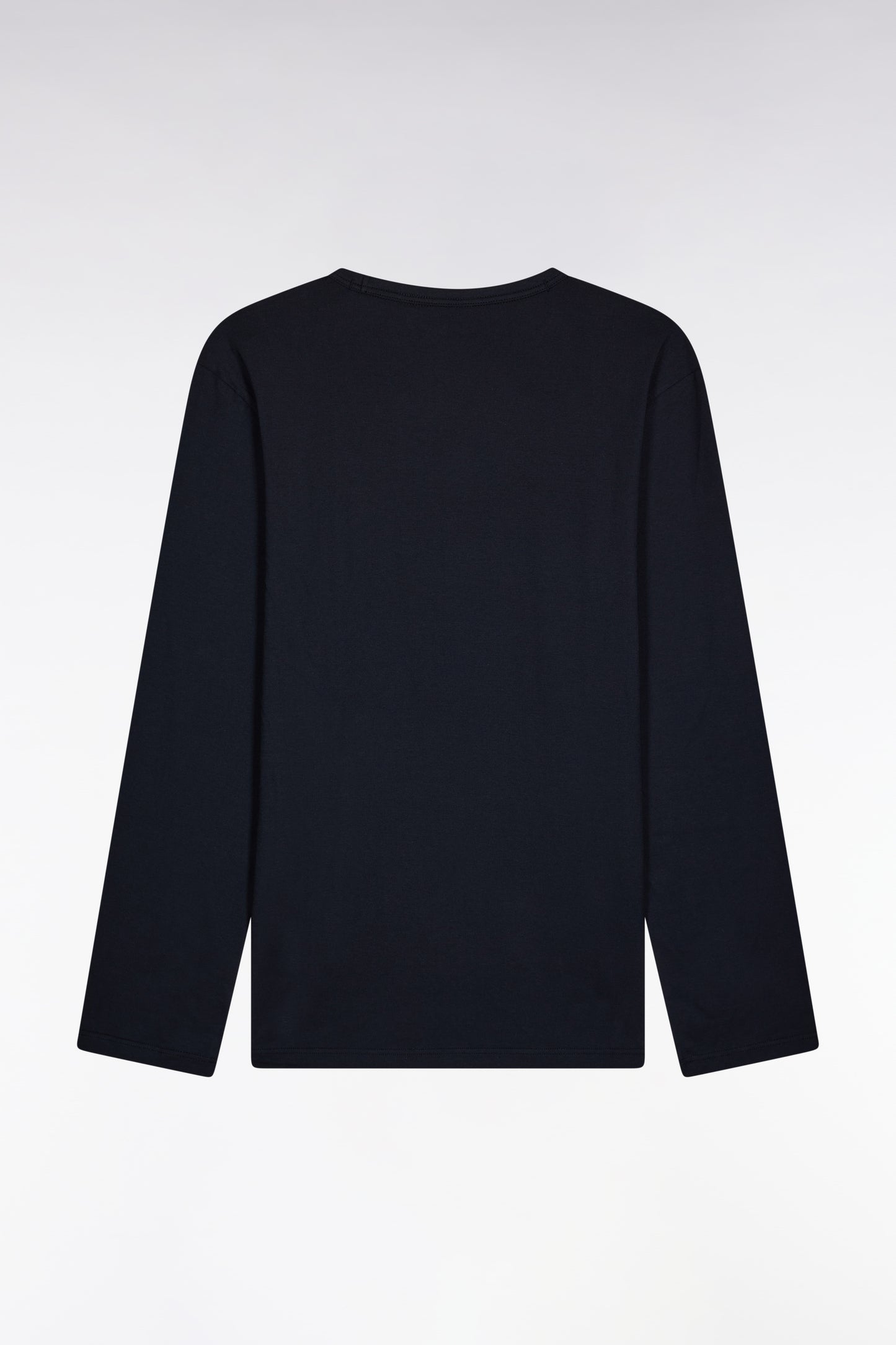 Long pyjamas in plain navy cotton jersey with pink piping