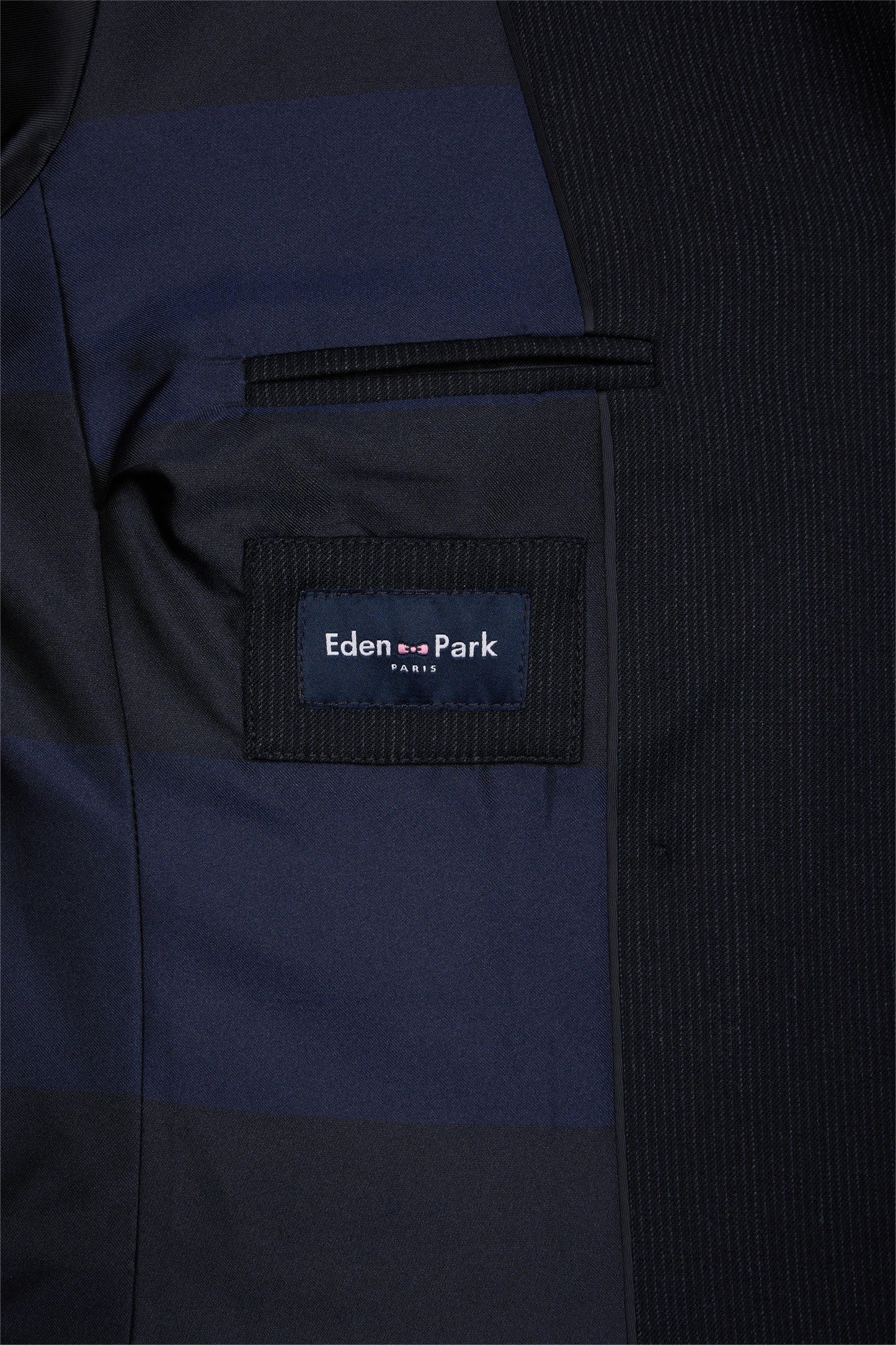 Slim-fit navy striped flannel double-breasted blazer jacket