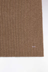 Brown ribbed wool and cotton scarf