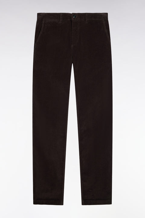 Pantalon chino sans plis en velours côtelé kaki coupe regular - Image 2