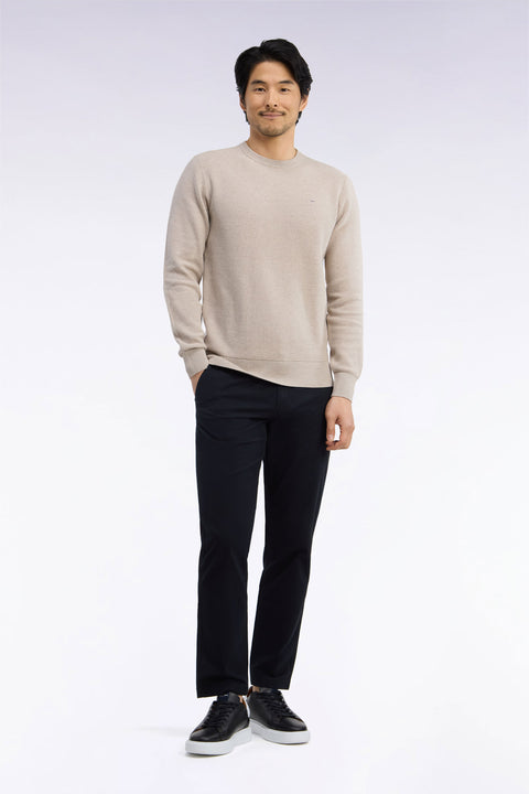 Pantalon chino sans plis en piqué de coton stretch noir coupe regular - Image 3