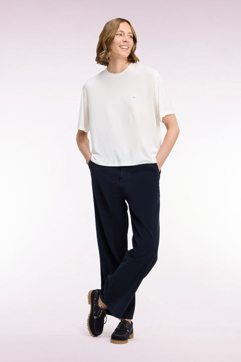 Straight-cut navy corduroy pants - Image 1