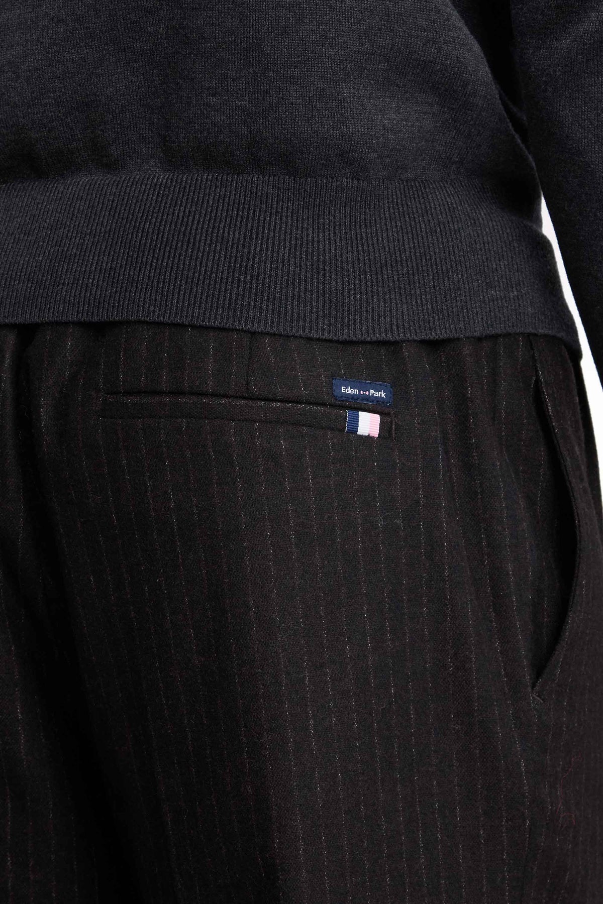 Brown striped flannel-style elasticated waist pants