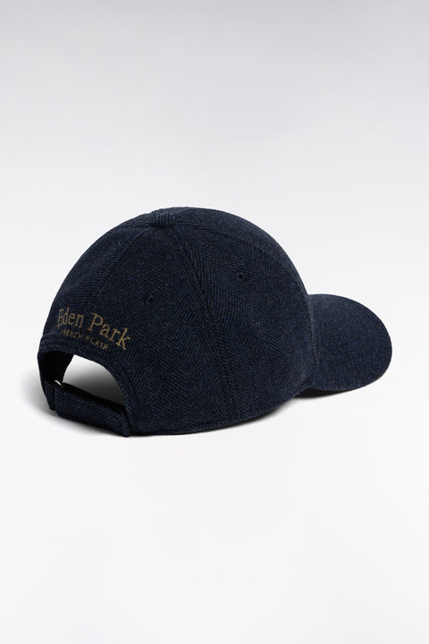Gray herringbone wool cloth cap with crest patch - Image 2