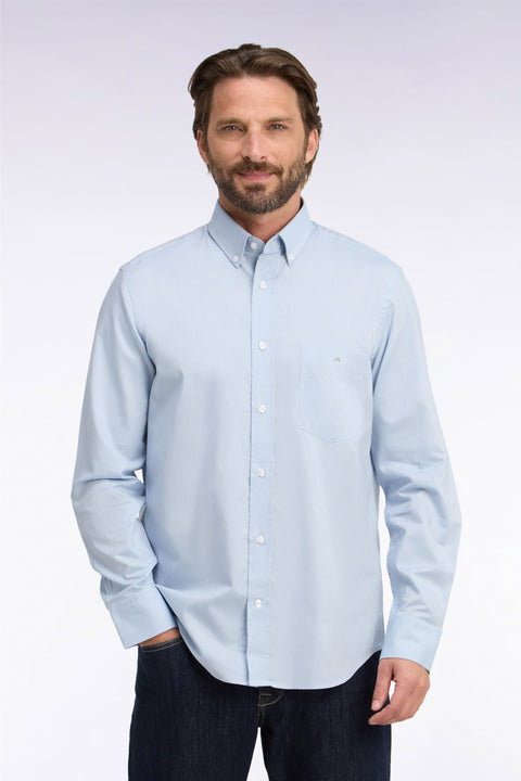 Plain light gray cotton shirt, straight cut - Image 3