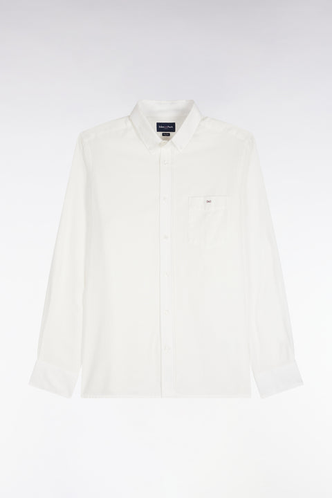 Chemise unie en coton ivoire coupe droite - Image 2