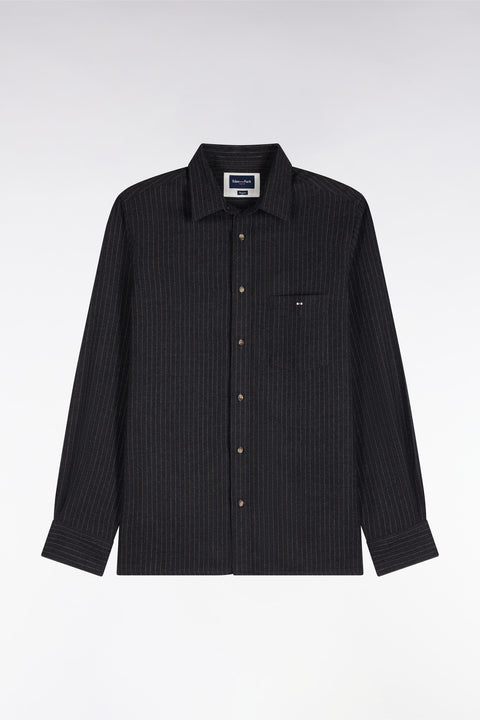 Straight fit gray striped flannel shirt - Image 2