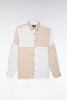 Straight cut beige and ecru cotton shirt
