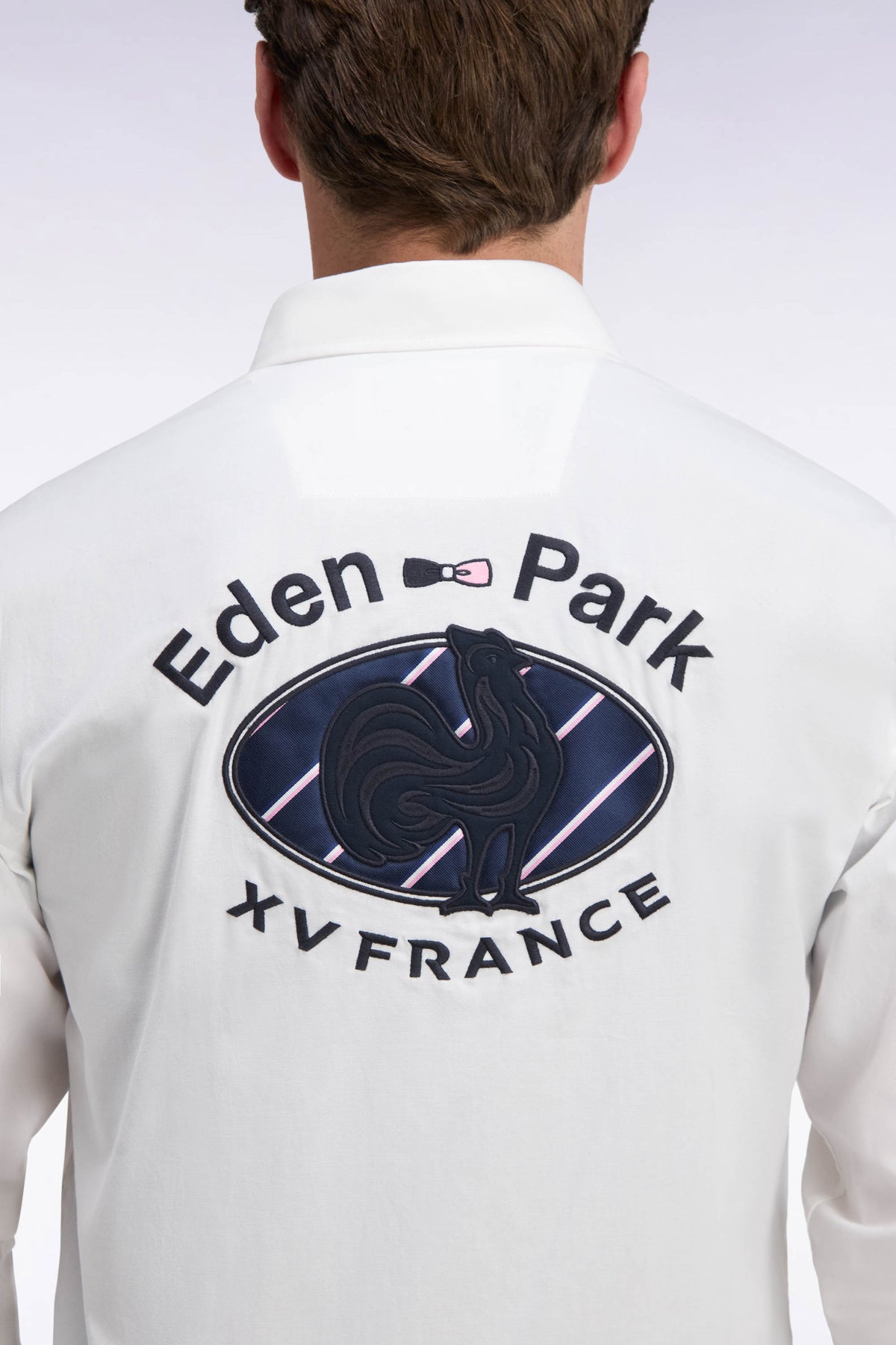 XV de France shirt in white cotton, straight cut back patch
