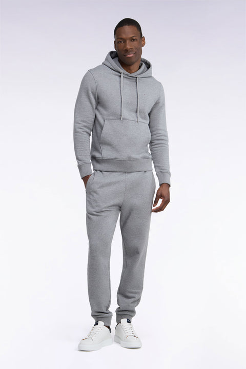 Jogging uni en molleton coton gris coupe droite - Image 3