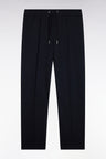 Straight cut navy stretch cotton interlock joggers