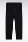 Straight cut black stretch cotton interlock joggers