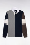 Long-sleeved cotton jersey jersey with vertical cutout gray