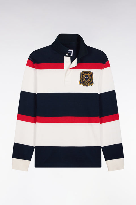 Long-sleeved navy striped jersey with badge embroidery - Image 2