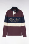 Long-sleeved cut-and-sew jersey in burgundy tricolor cotton with Héritage embroidery