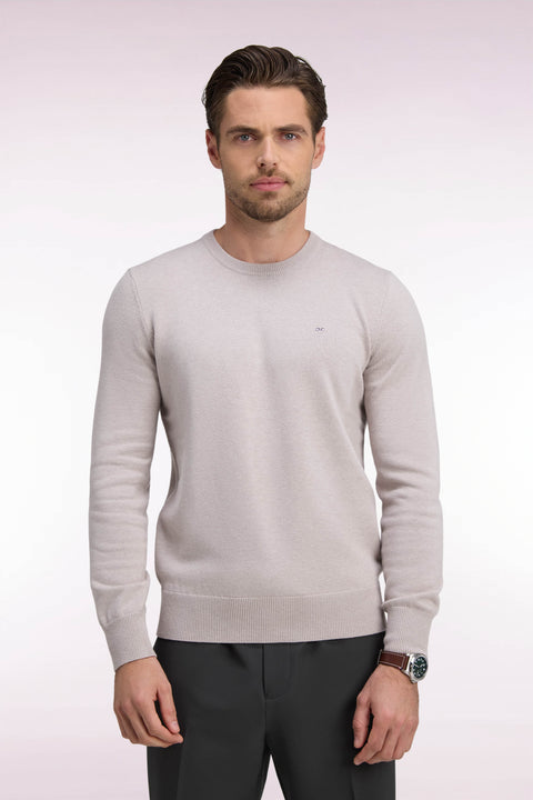 Gray wool and cotton round-neck straight-cut sweater - Image 3