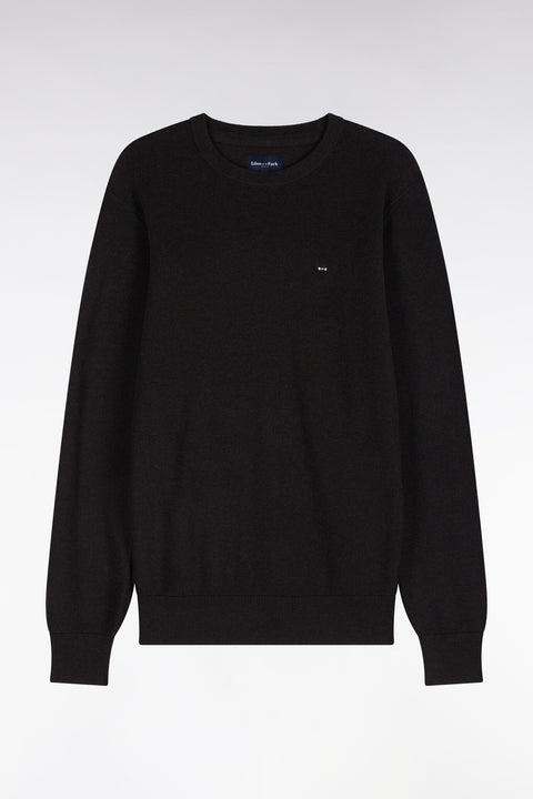 Pull col rond en coton marron coupe droite - Image 2