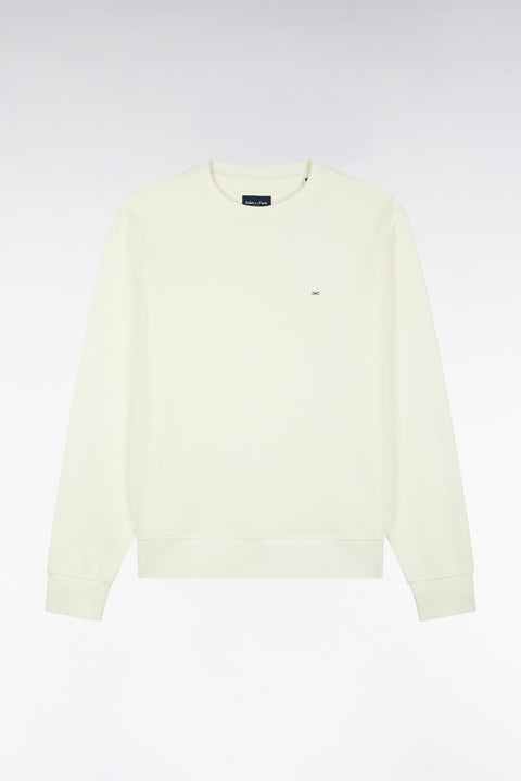 Sweatshirt à col rond en molleton coton écru coupe droite - Image 2