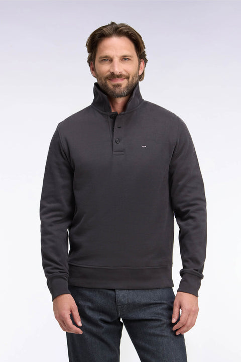 Straight cut brown cotton polo collar sweatshirt - Image 3