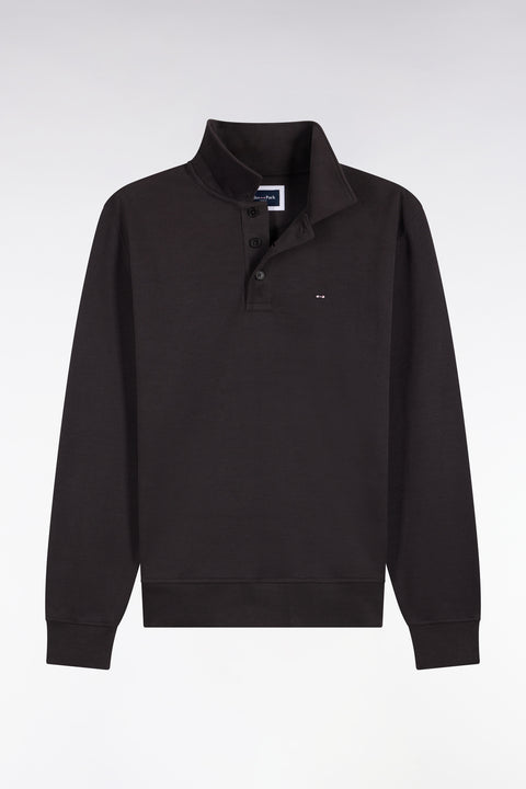 Straight cut brown cotton polo collar sweatshirt - Image 2