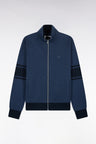 Straight-cut zipped sweatshirt with stand-up collar in heathered cotton fleece