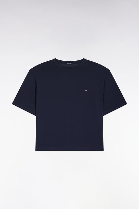 T-shirt manches courtes en modal stretch marine coupe ample - Image 2