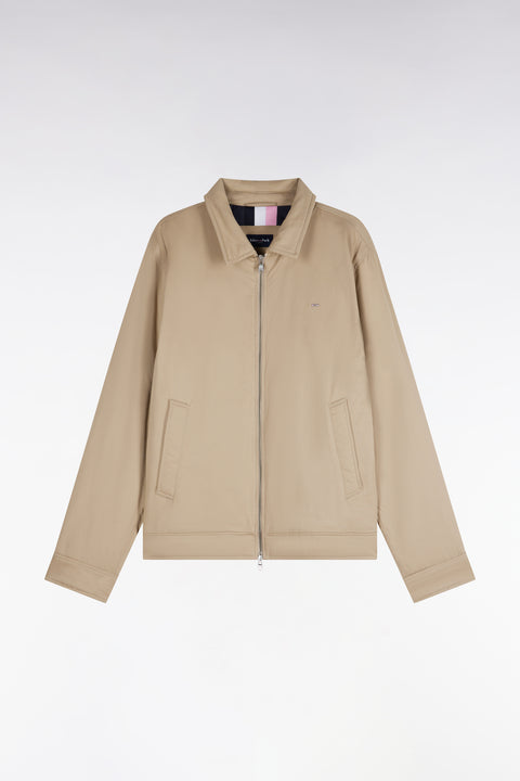 Straight cut beige stretch cotton jacket - Image 2