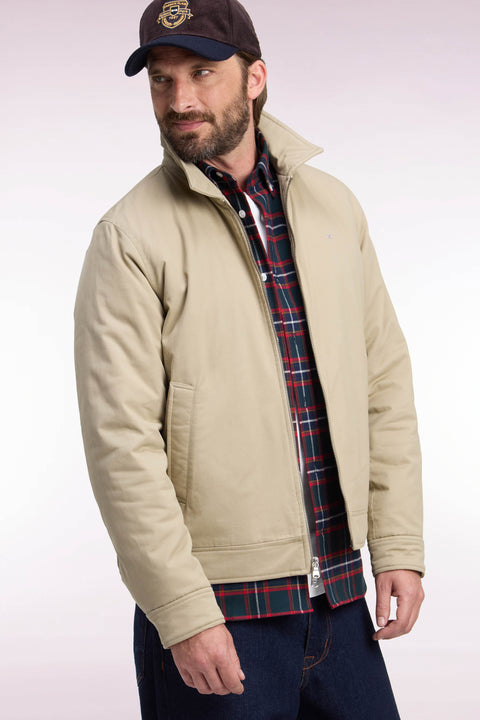 Straight cut beige stretch cotton jacket - Image 1